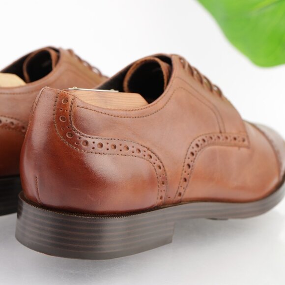 Cole Haan Mens Jefferson Oxford Size 9 M Brown Leather Cap Toe Brogue Dress Shoe main image 16